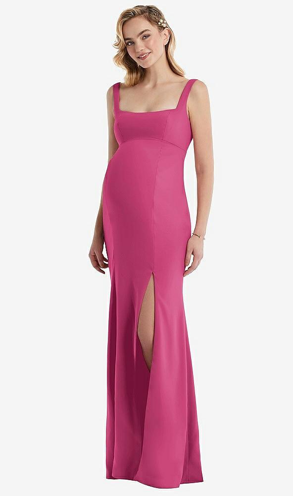 wide strap square neck maternity trumpet gown