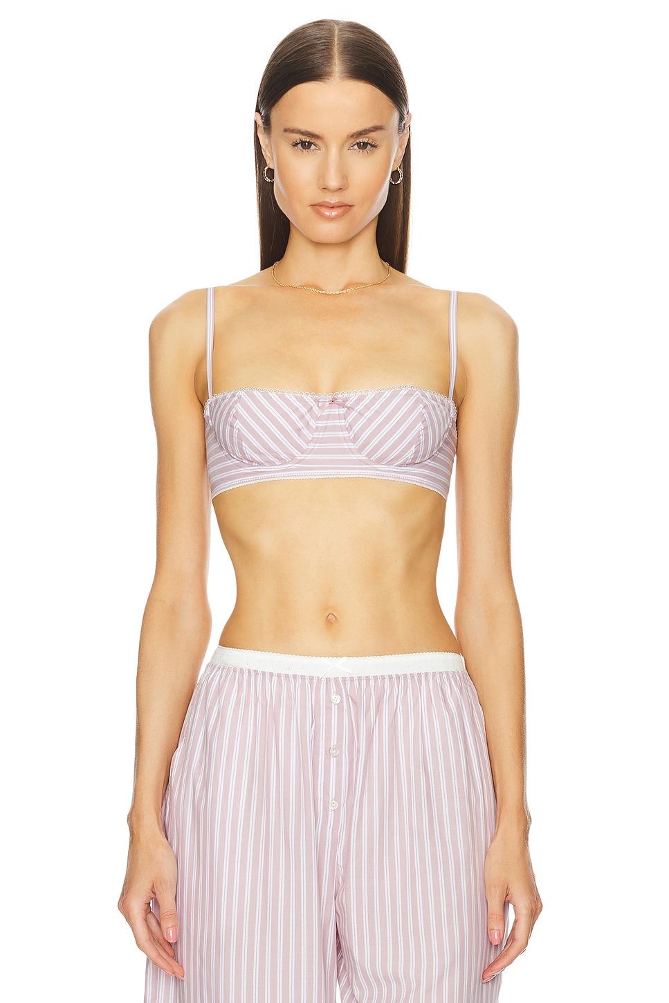 wide stripe poplin bra