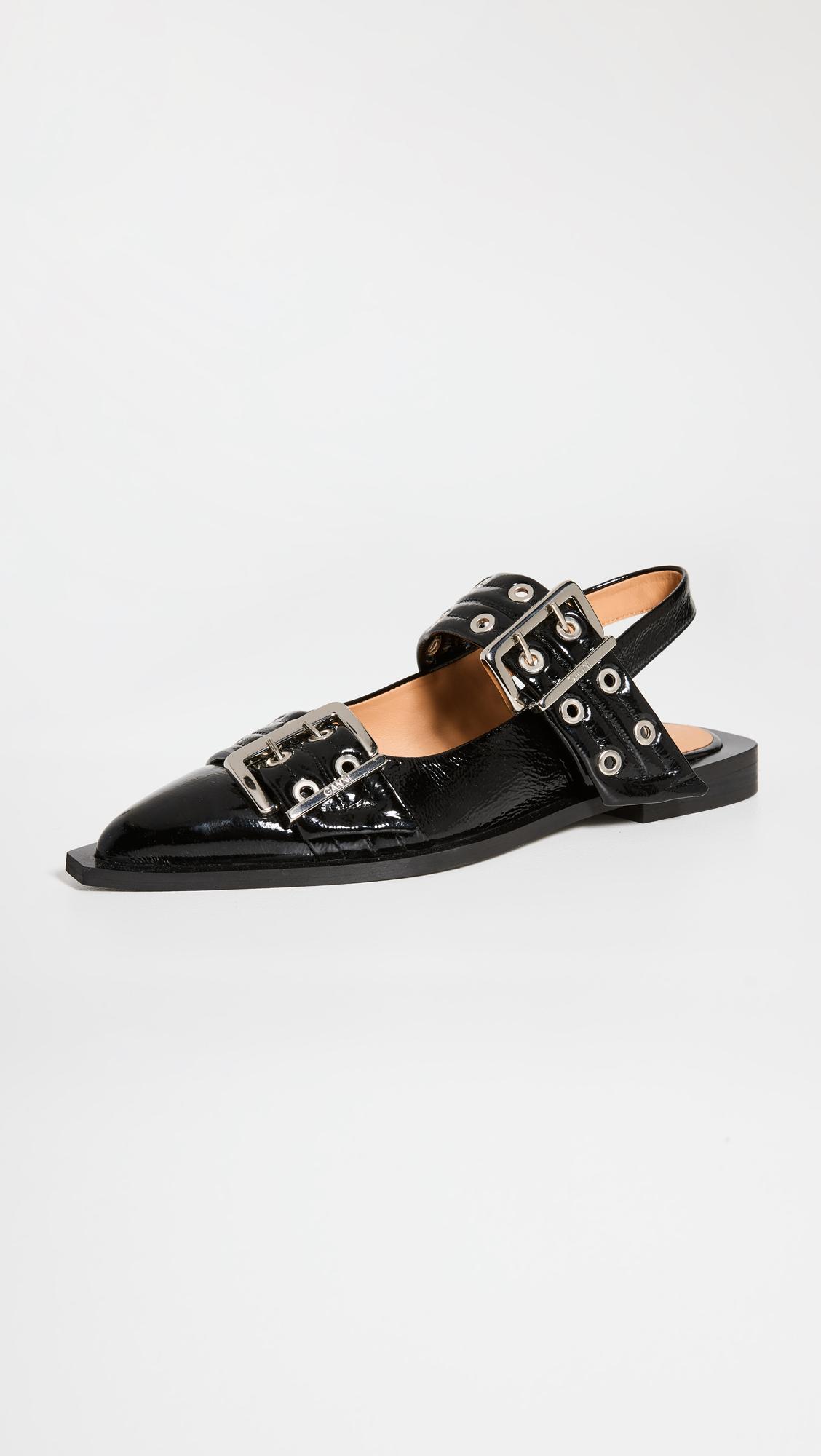 wide welt buckle ballerina flats