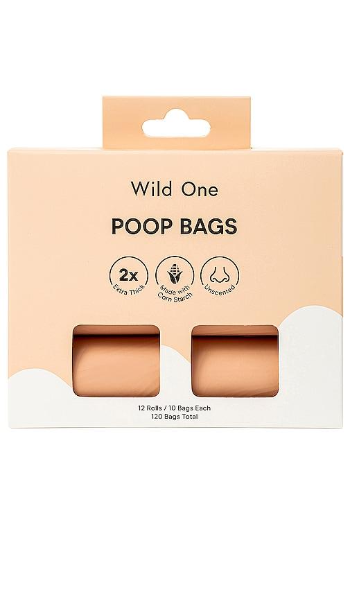 wild one poop bags 120 count in tan.