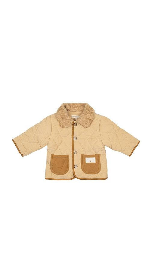 wild wawa quilted jacket in tan.