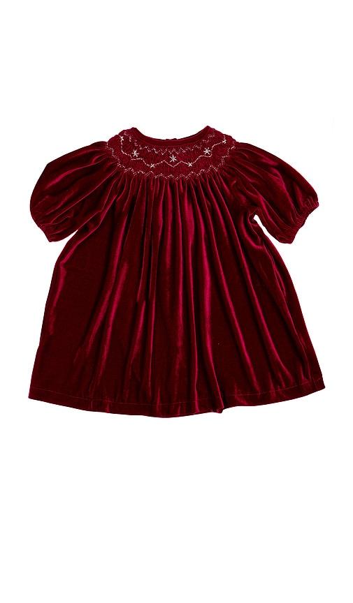wild wawa velvet smock dress in burgundy.