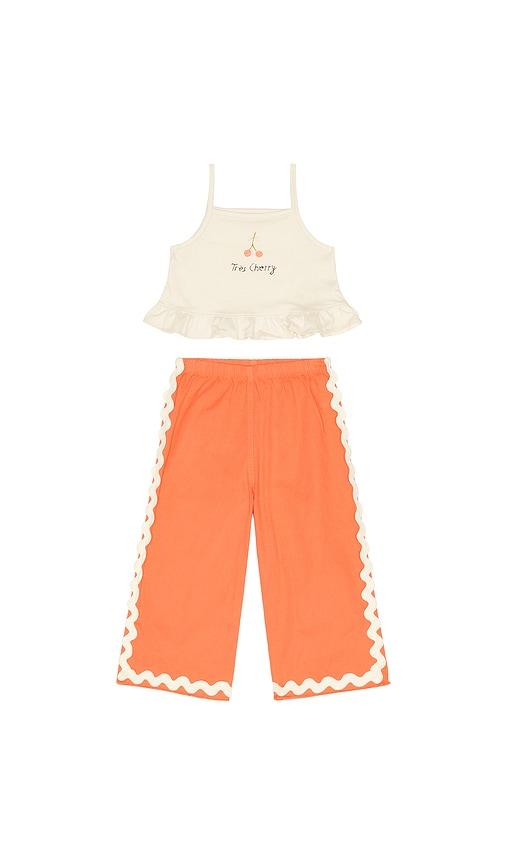 wild wawa wide leg pant set in red,cream.