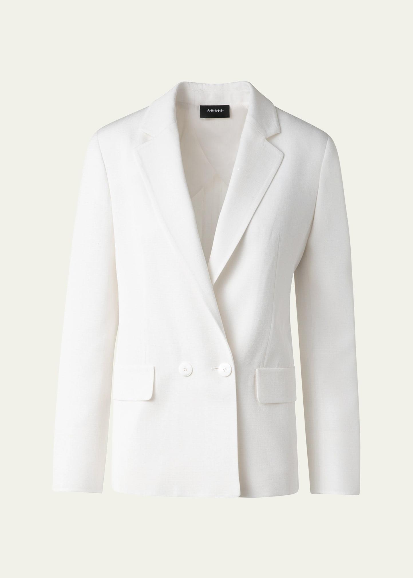 william double-breasted boyfriend shantung silk-blend jacket