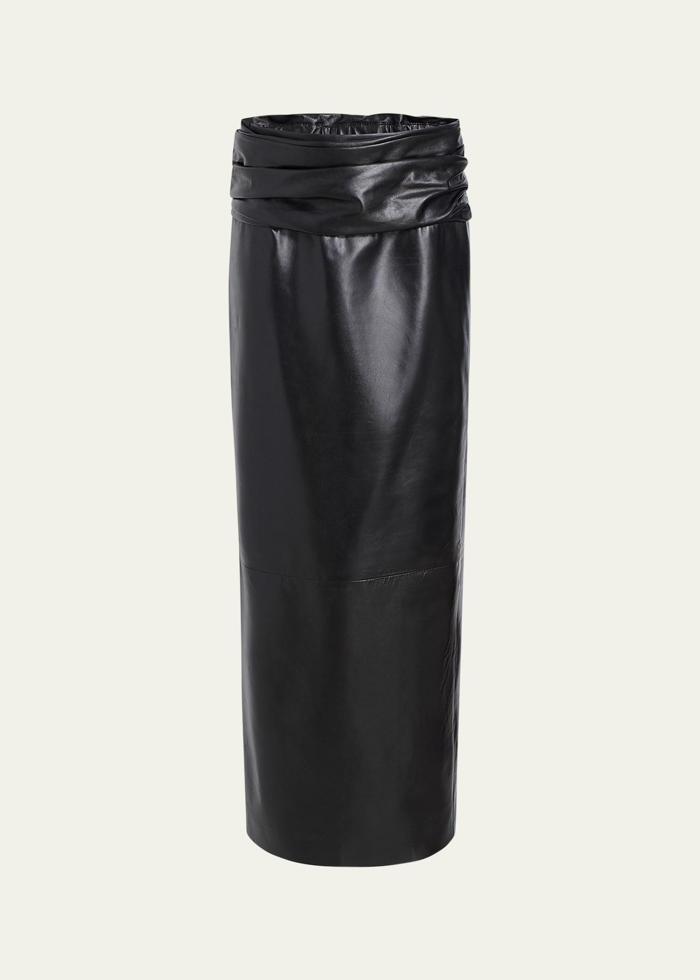 wilner leather midi skirt