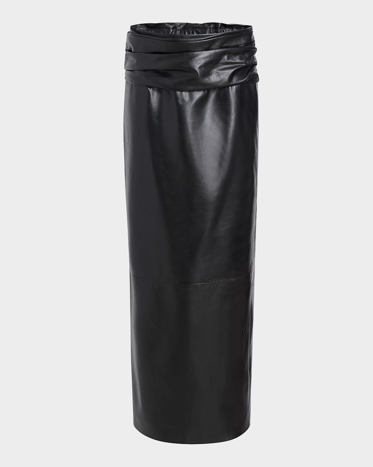 wilner leather midi skirt