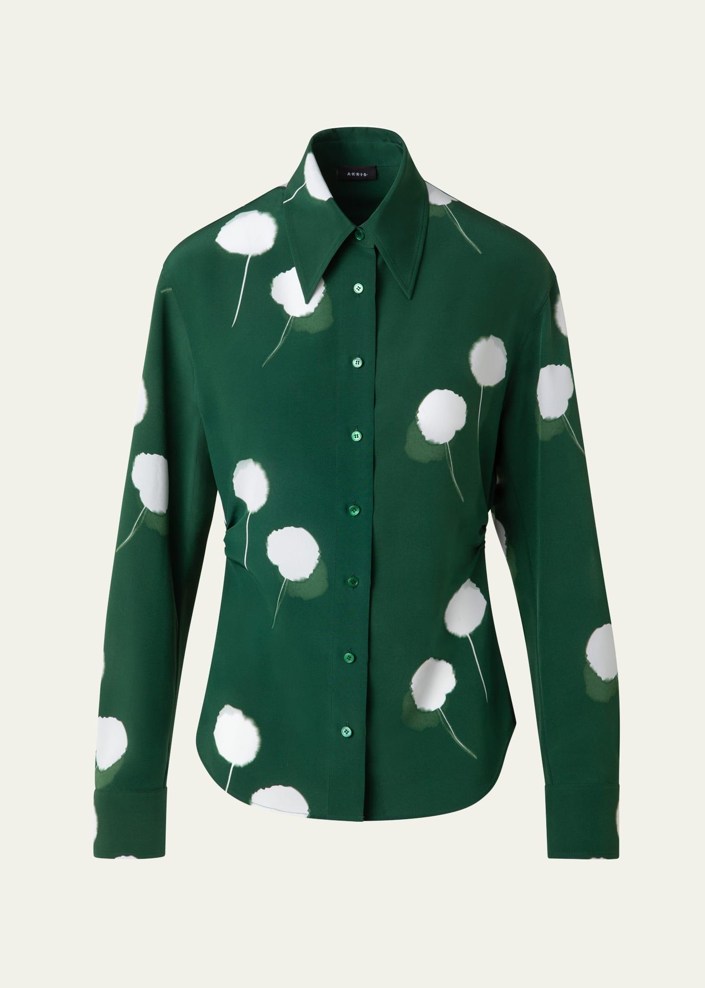 windflower print silk crepe blouse