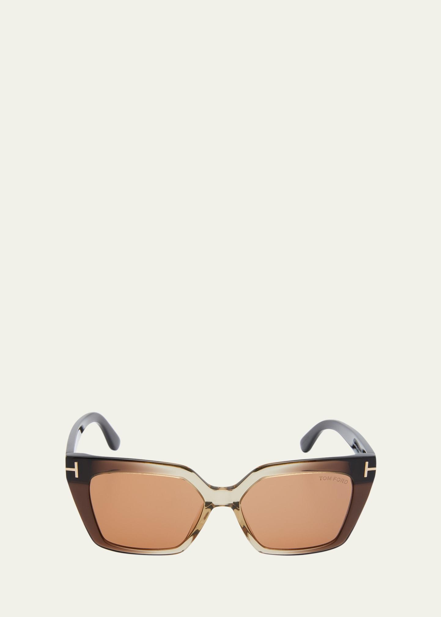 winona acetate t-logo cat-eye sunglasses