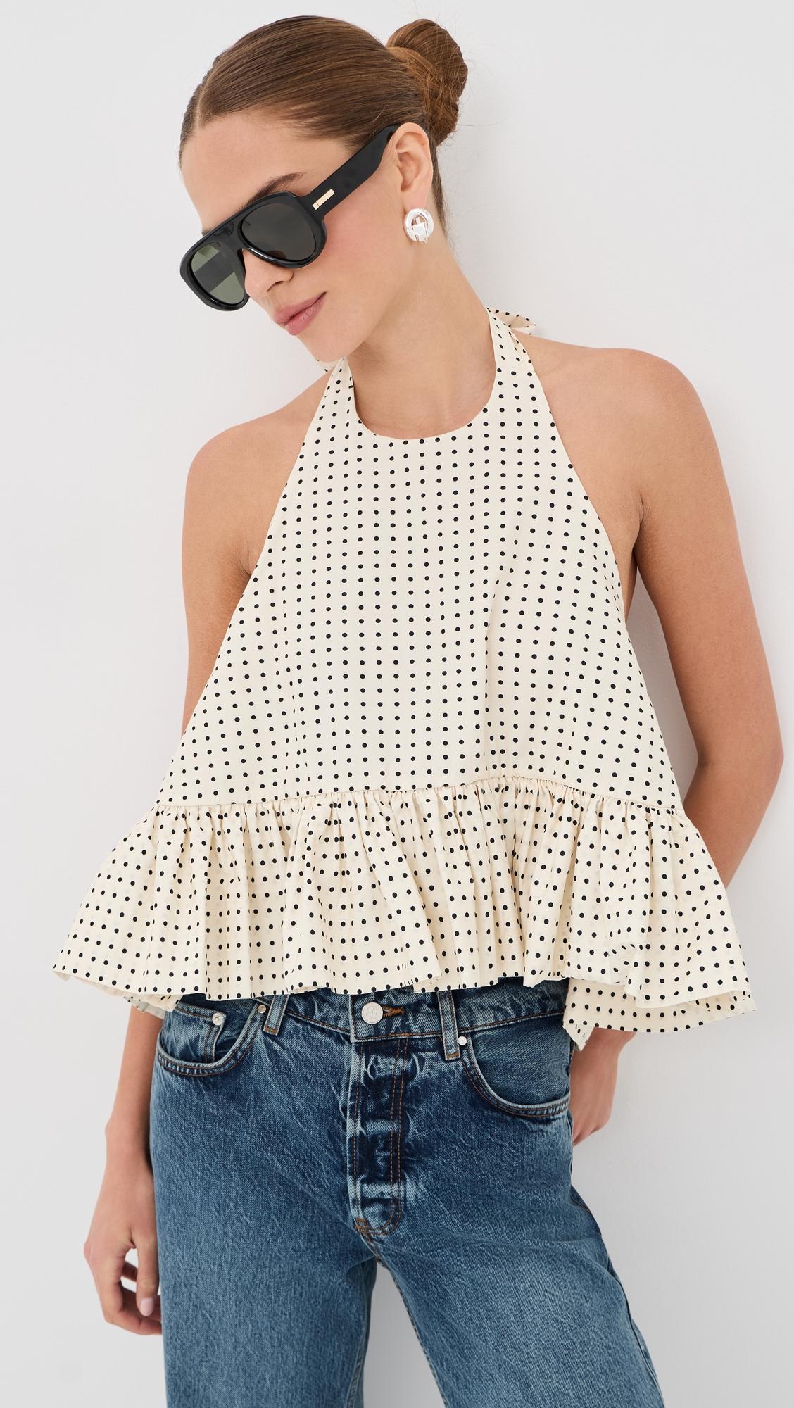 winston printed poplin top