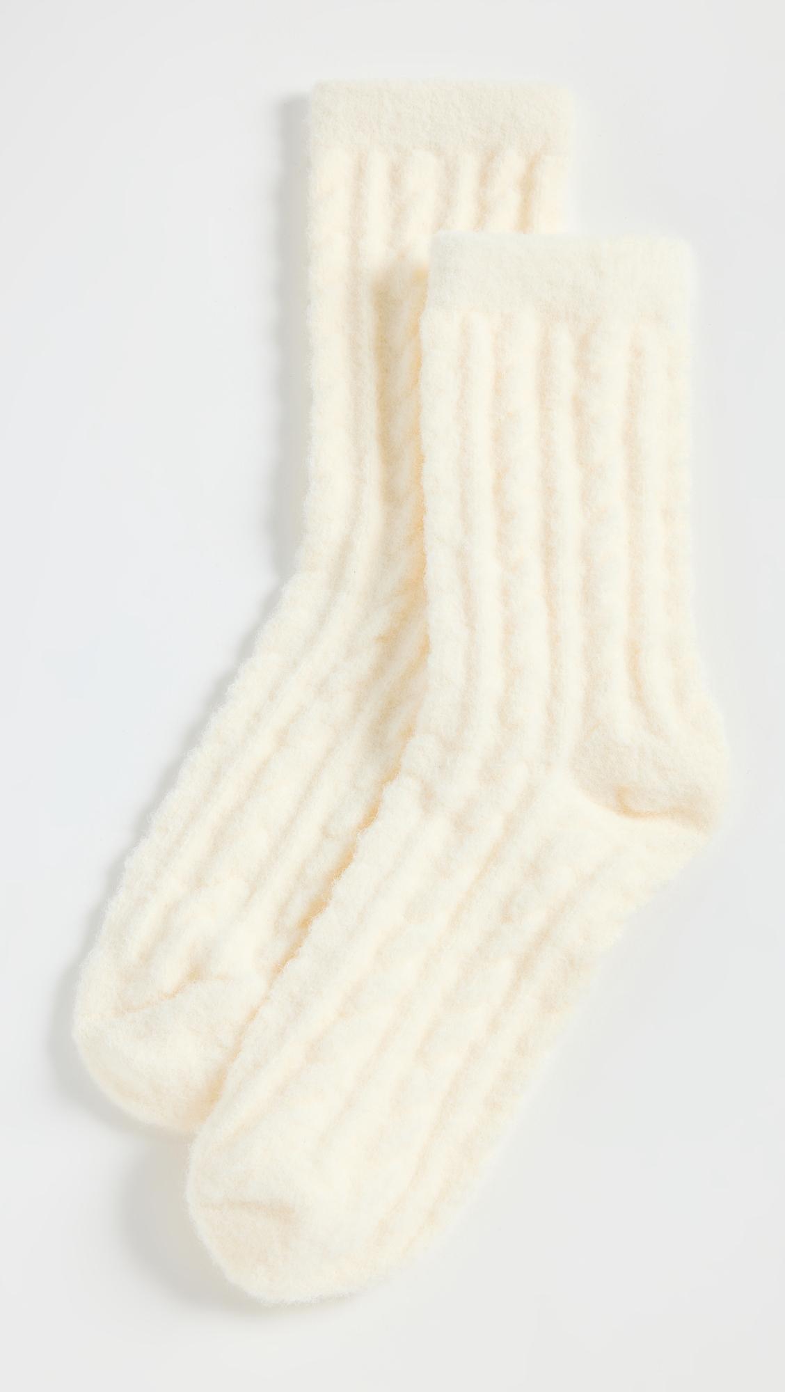 winter plush cable socks
