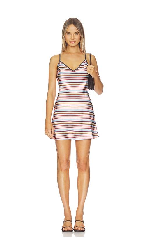 with harper lu bias mini dress in brown, cream.