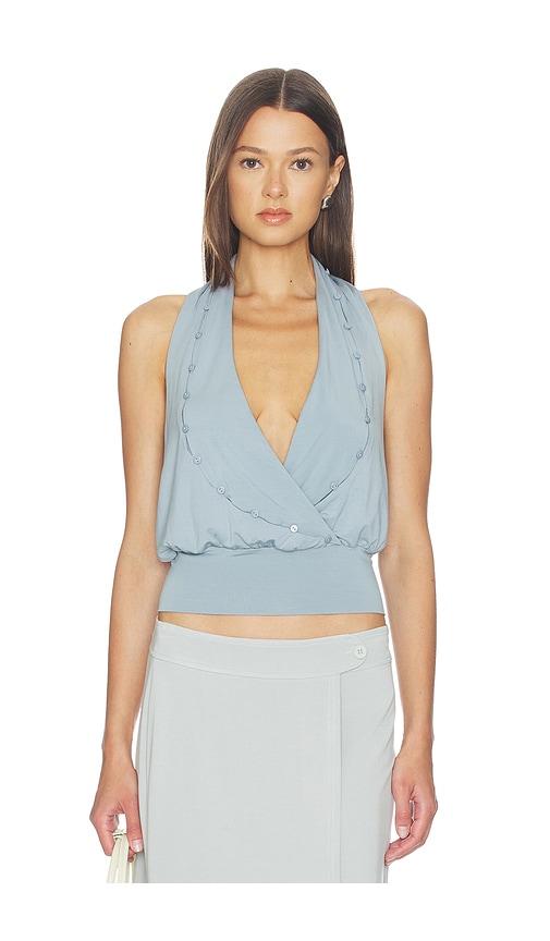 with jean ella top in blue. - size l (also in s, xs, m)