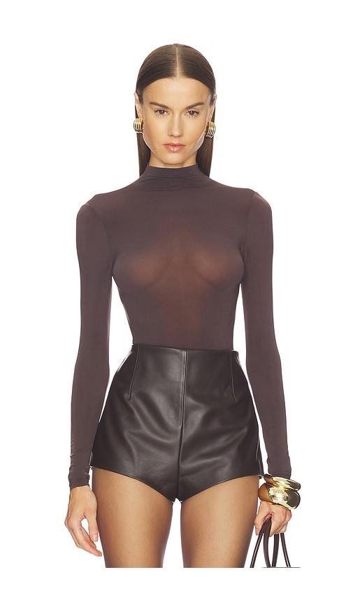 wolford buenos aires string bodysuit in chocolate.