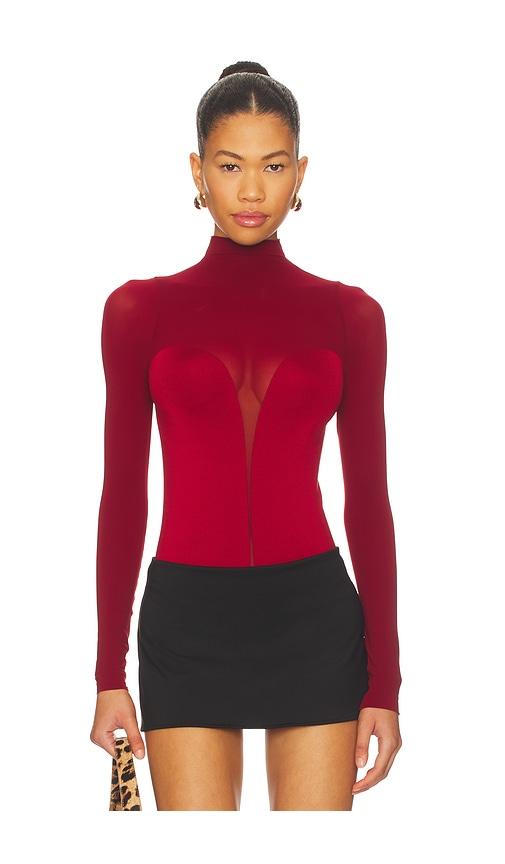 wolford bustier bodysuit in red.
