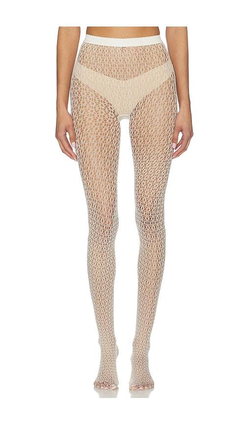 wolford daisy net tights in cream.