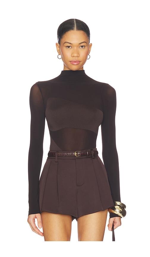 wolford shade string bodysuit in chocolate.