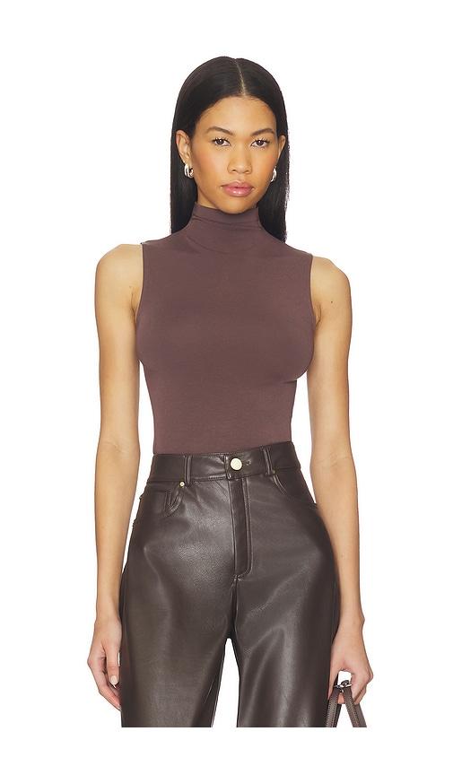 wolford viscose string bodysuit in chocolate.