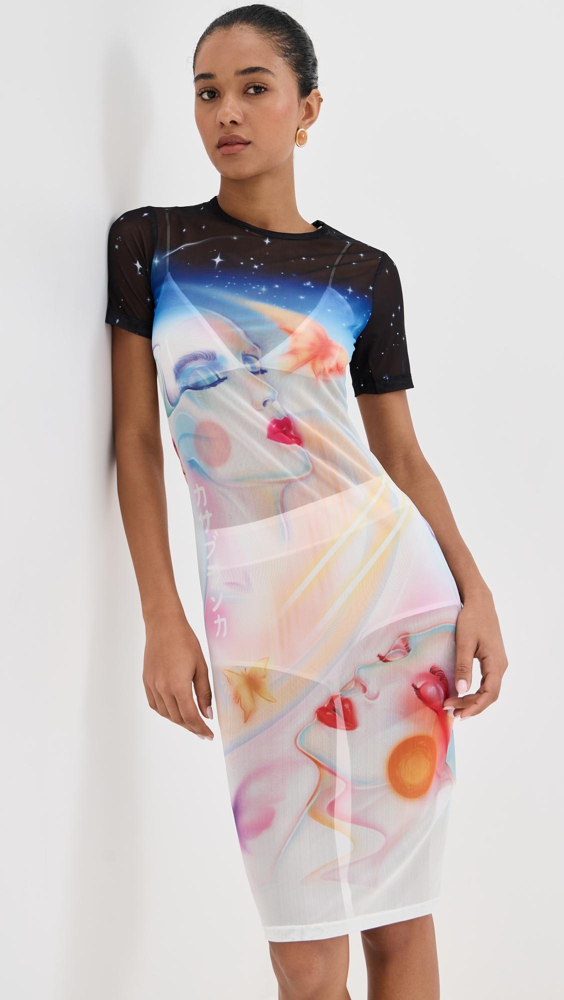 women's printed mesh dress