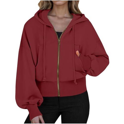 women fall jacket, dress coats for women, winter coats for women full zip drawstring hooded jackets long sleeve cardigan tops with pockets outerwear, wine,xx-large