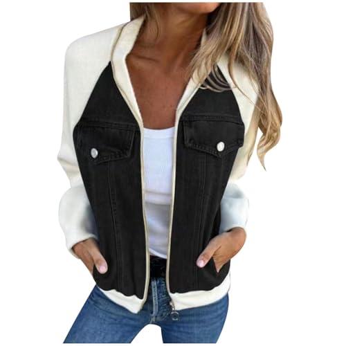 women trench coat, long jackets for women, of today, women's winter coats 2025 fashion patchwork color full zip jackets casual long sleeve cardigan top, dark gray,x-large
