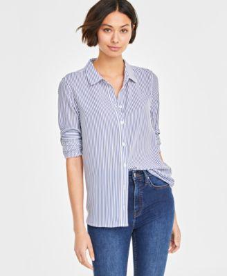 womens button front crepe shirt created for macys xxs 4x