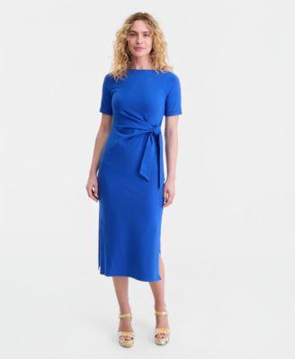womens crewneck wrap tie dress created for macys xxs 4x