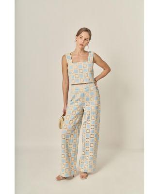 womens crochet sleeveless top long pants