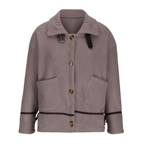 womens denim jacket, women's coats, plus size winter coats for women turndown collar button cardigan jackets long sleeve warm versatile tops outerwear, khaki,x-large