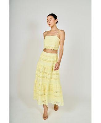 womens laced crop top midi skirt