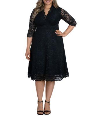womens plus size mademoiselle lace cocktail dress with sleeves