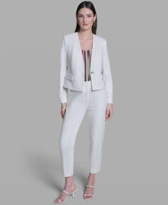 womens single button front jacket pleated high rise pants
