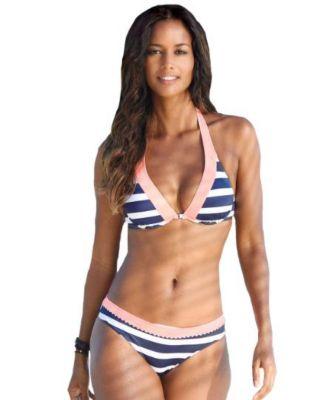 womens striped classic bikini swimsuit top bottom