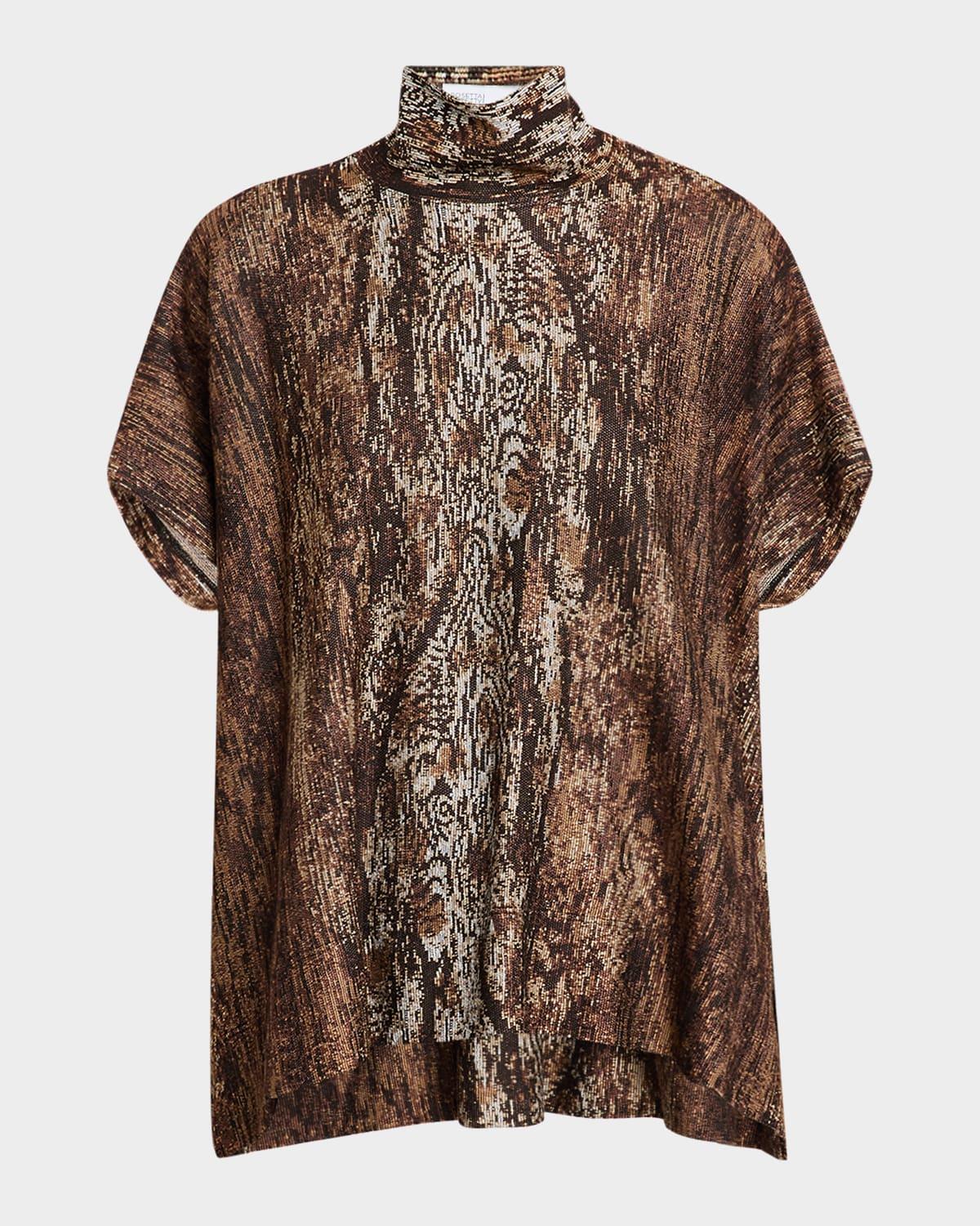 woodgrain turtleneck caftan top