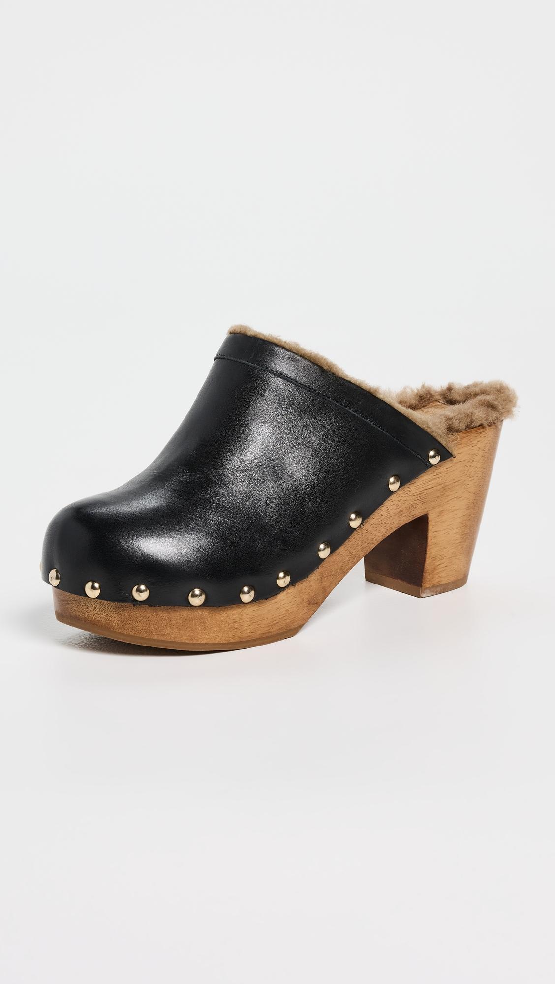woodpecker shearling clogs