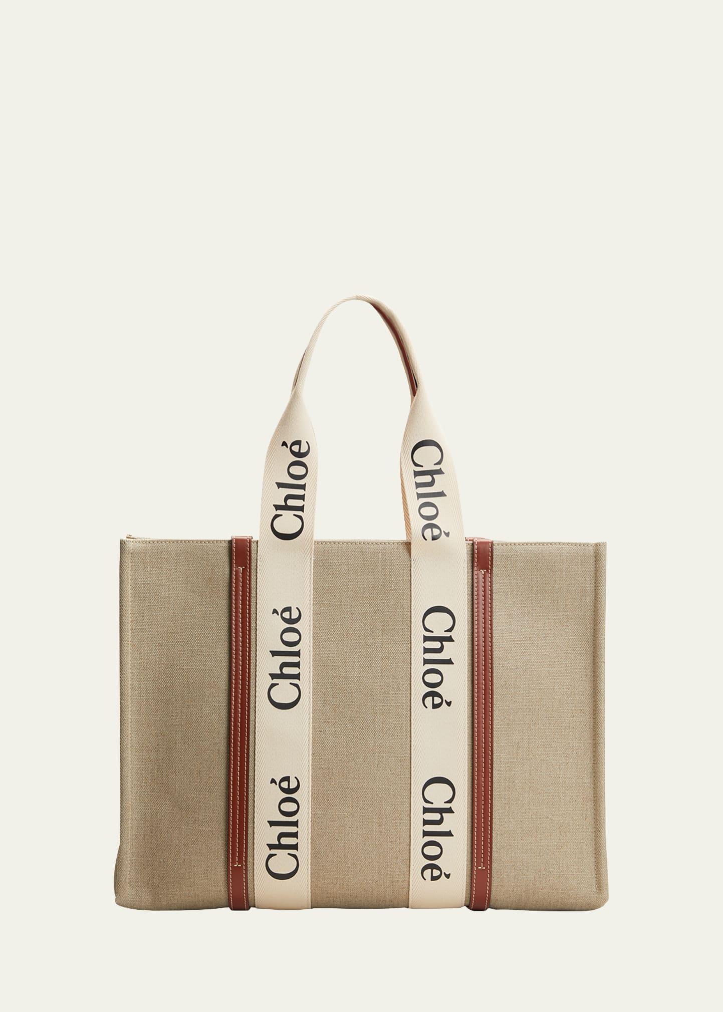 woody large tote bag in linen