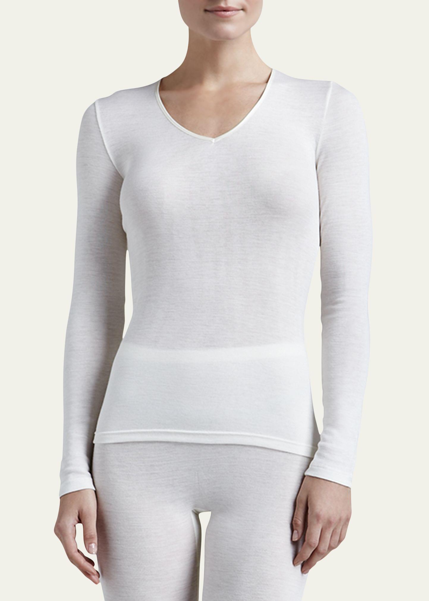 wool & silk blend v-neck top