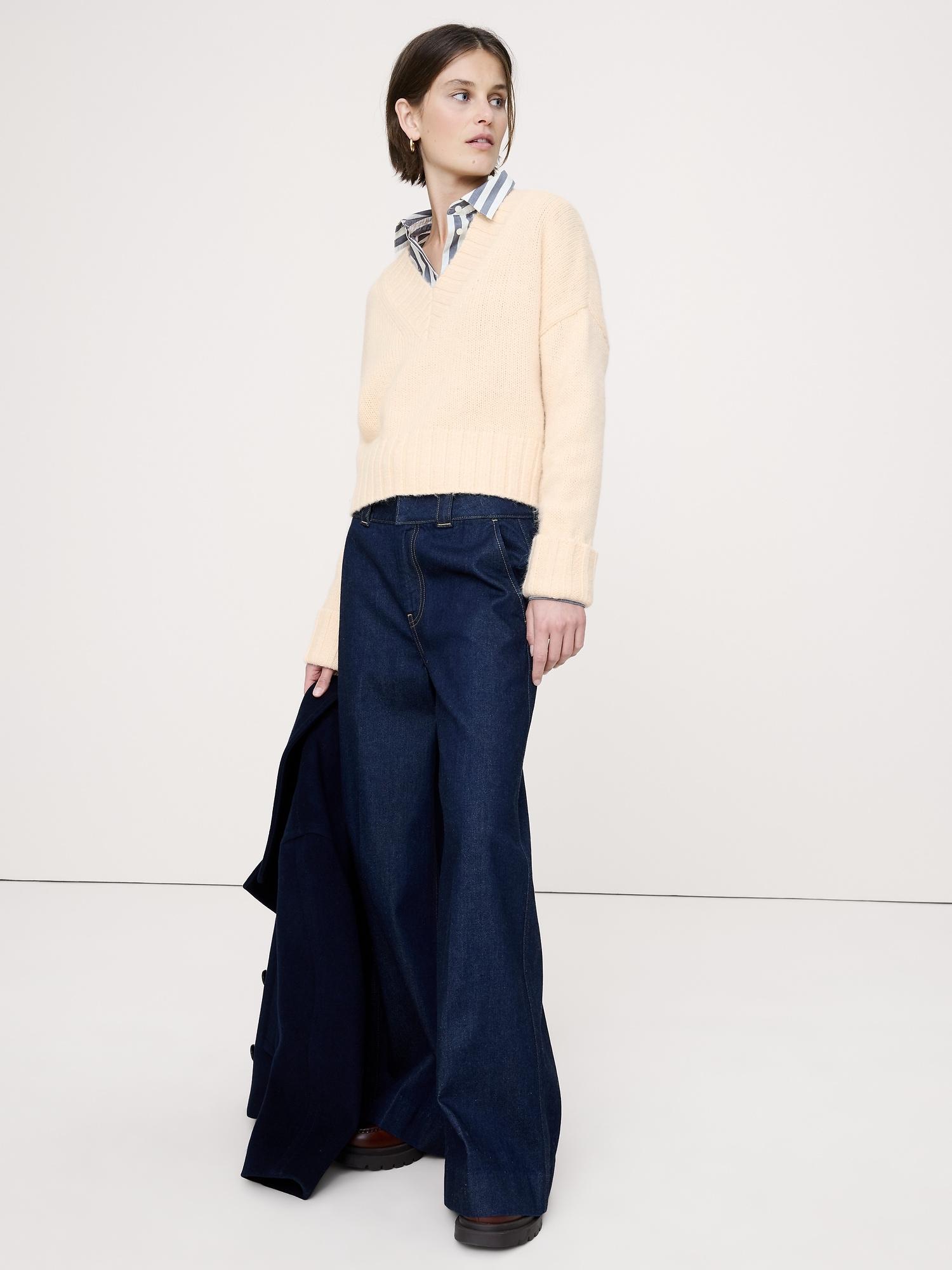 wool-alpaca blend v-neck sweater