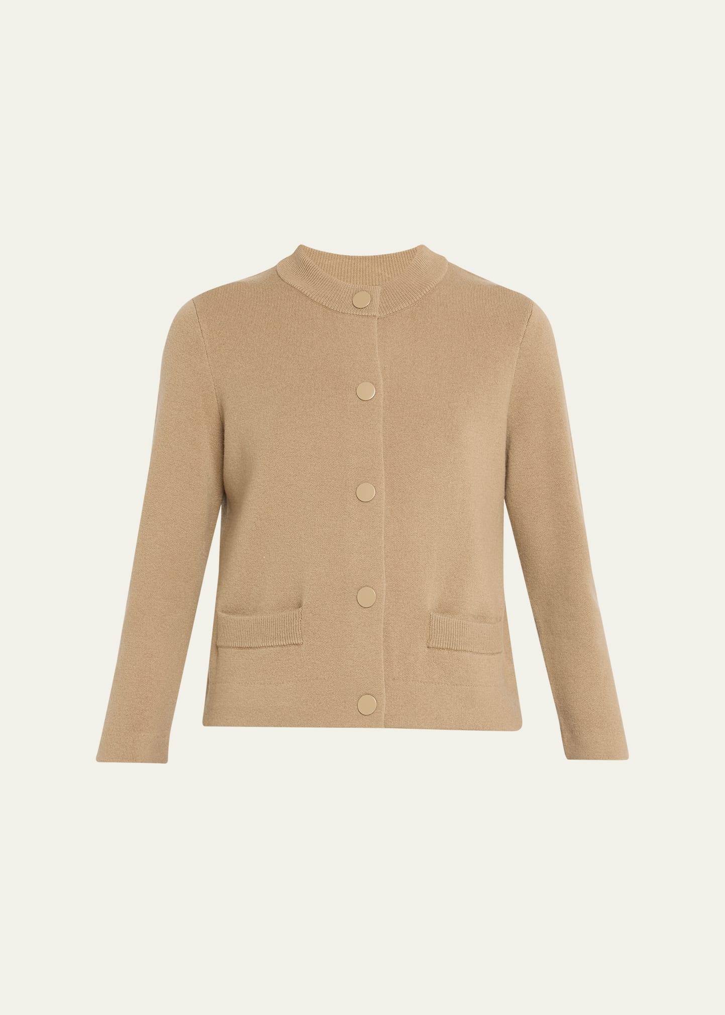 wool and cashmere shrunken snap cardigan