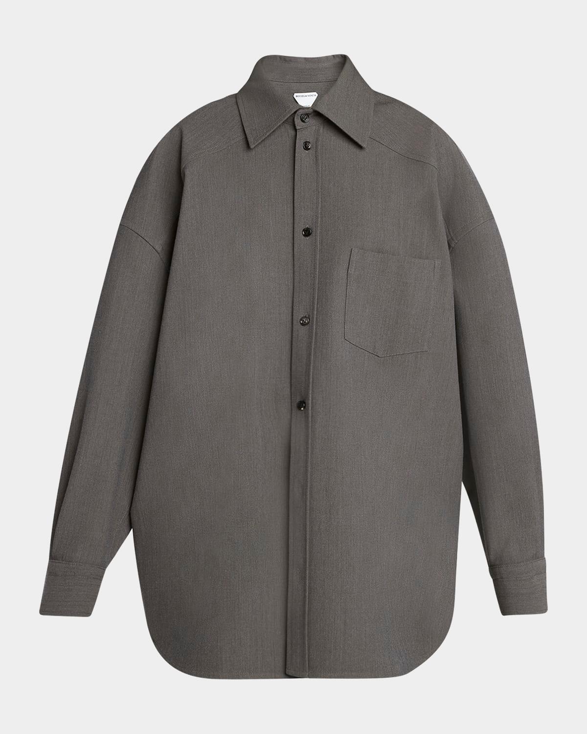 wool-blend buttoned shirt