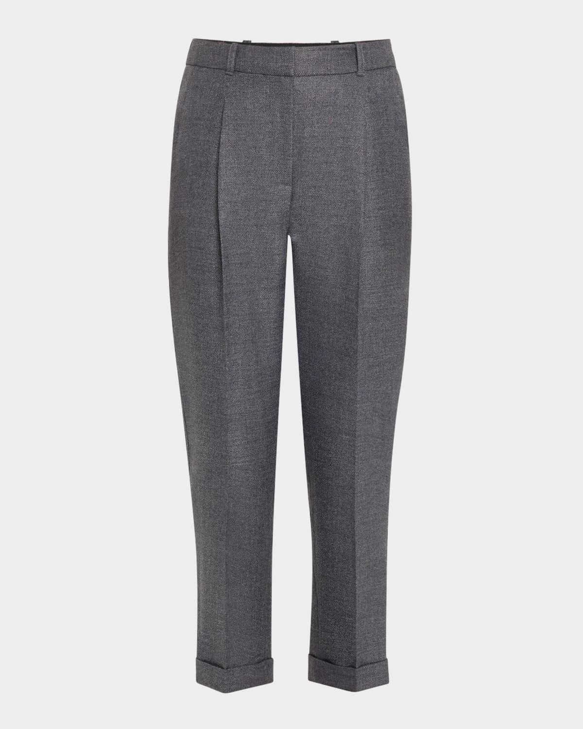 wool-blend carrot pants