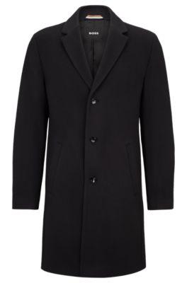 wool-blend coat with full lining- dark blue men's formal coats