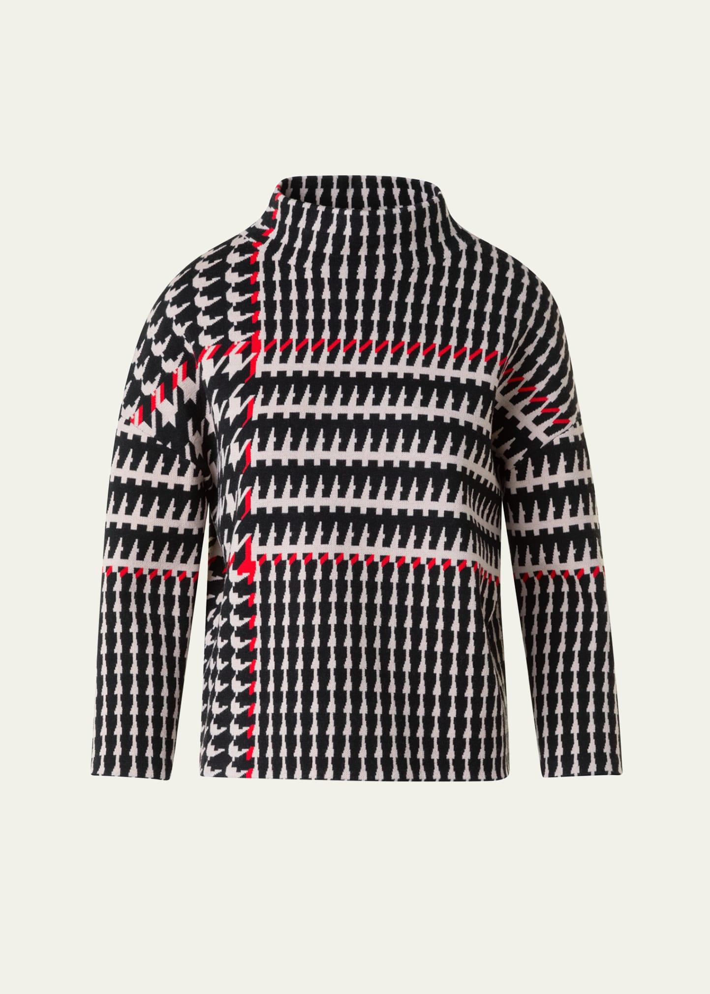 wool-blend knit jacquard sweater