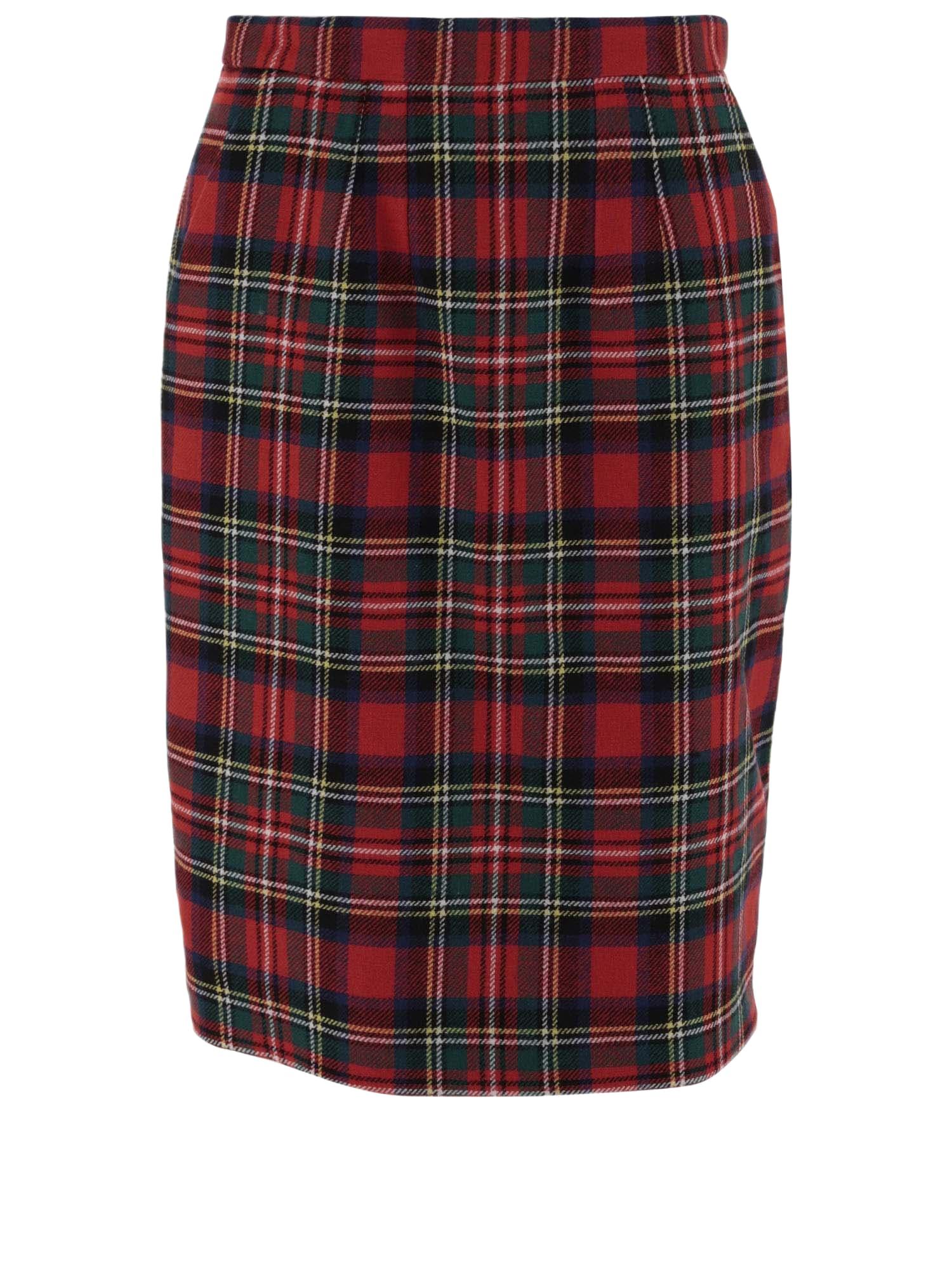 wool blend skirt with check pattern