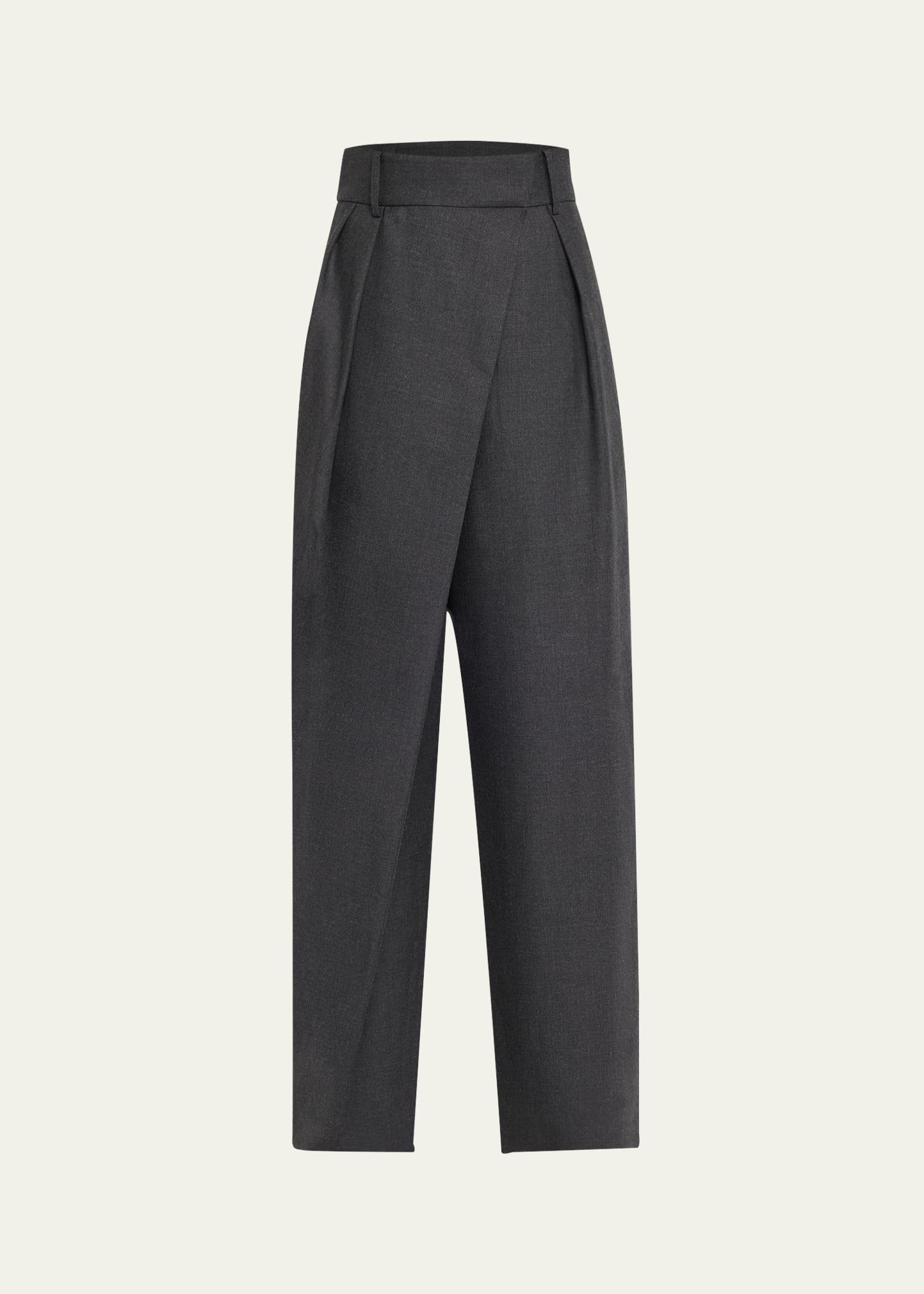 wool-blend wrap trousers