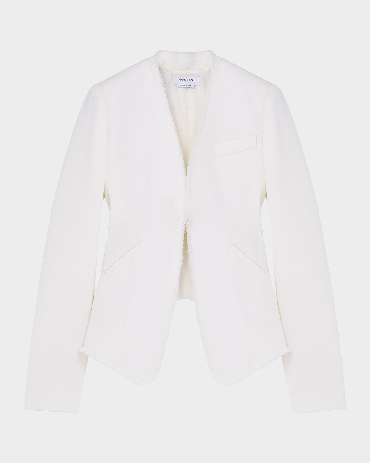 wool canvas single-breasted blazer