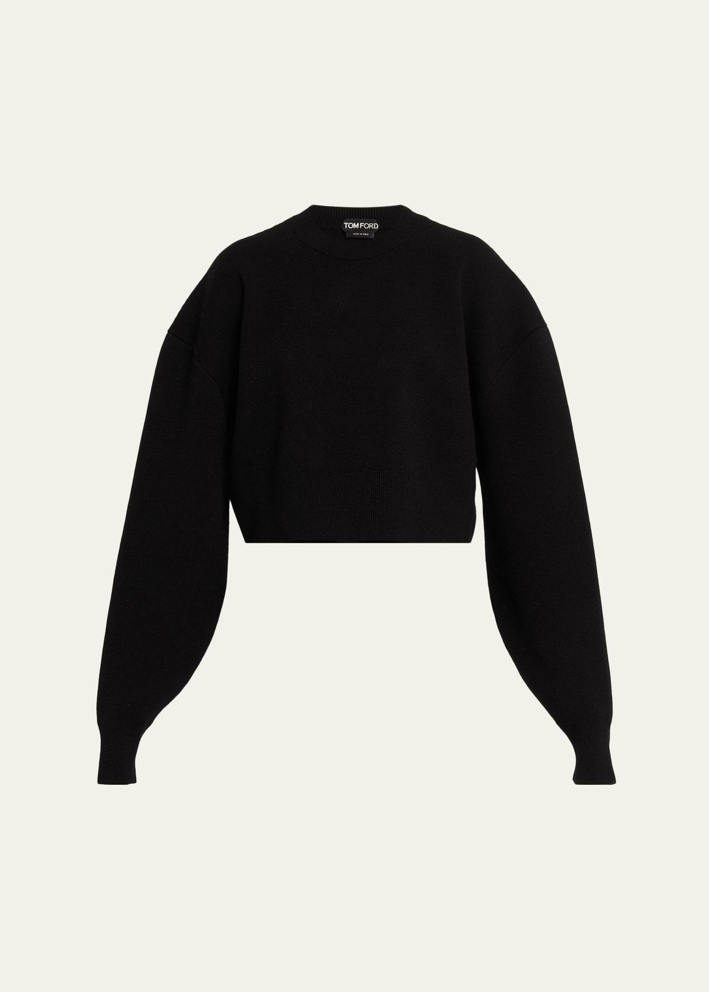wool-cashmere blouson-sleeve crop sweater