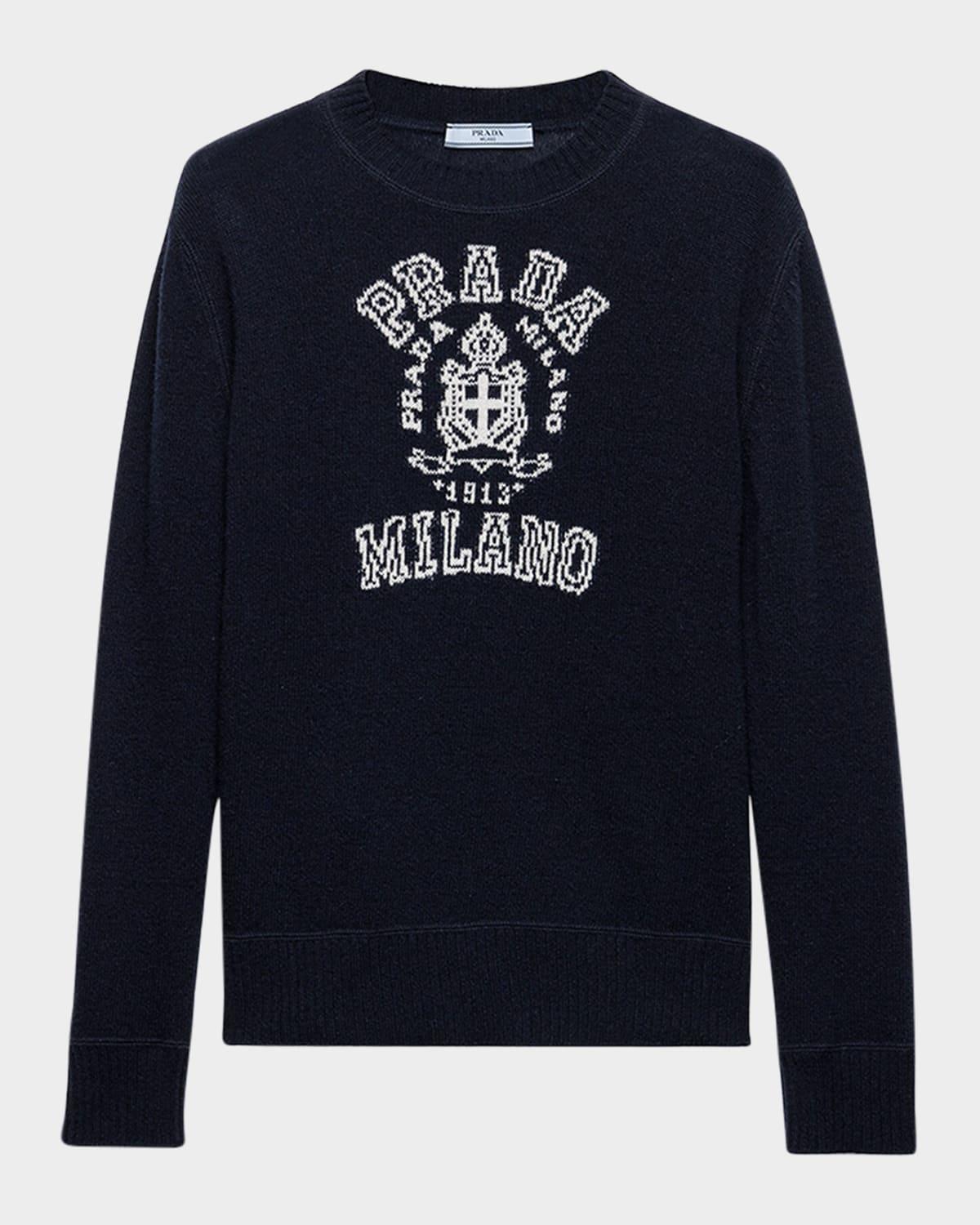 wool-cashmere boxy intarsia logo sweater