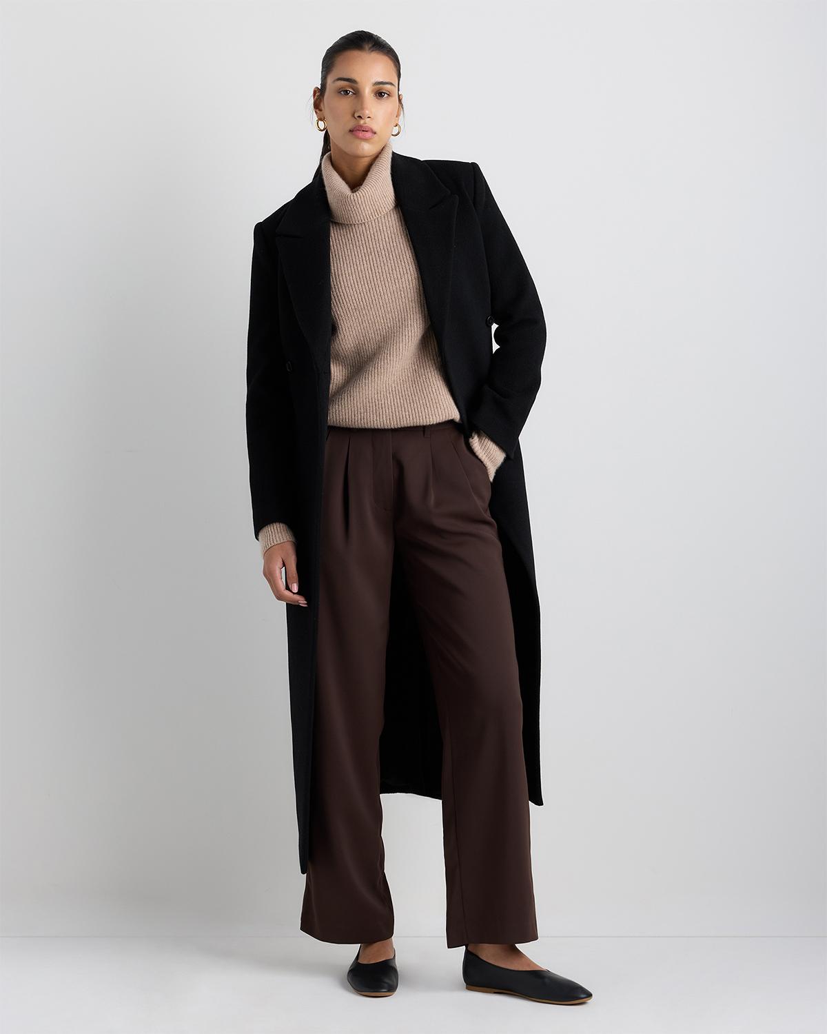 wool cashmere tailored long coat