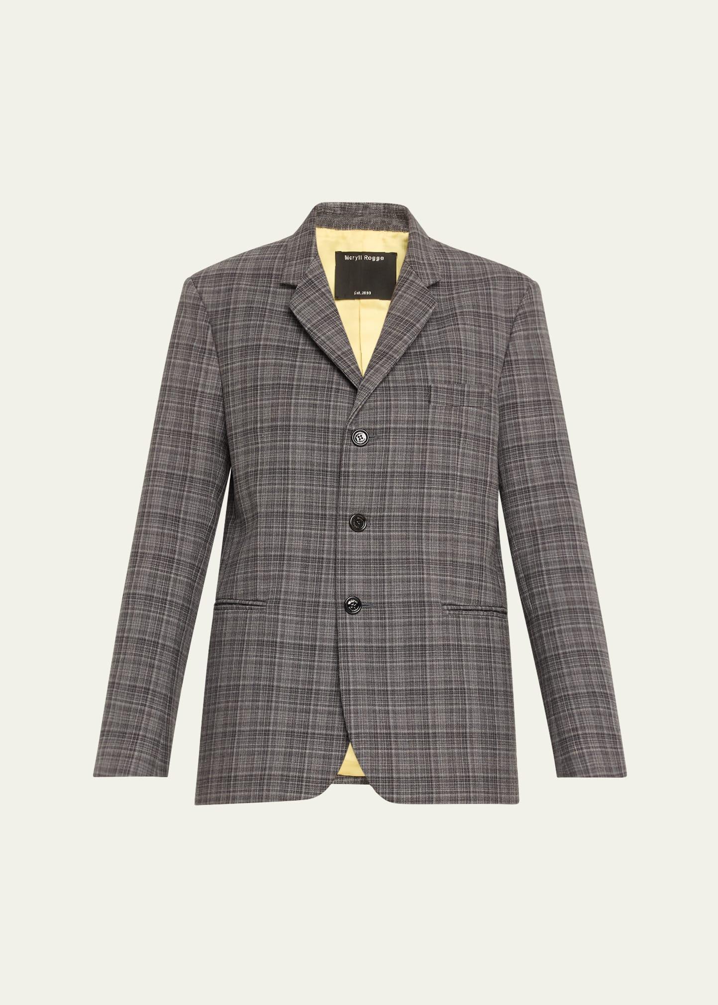 wool check blazer