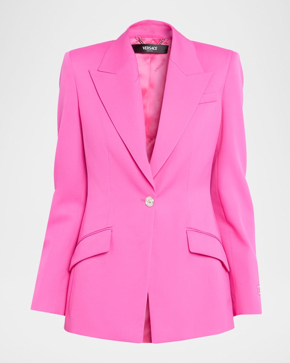 wool gabardine single-breasted informal jacket